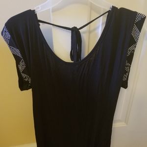 Voice brand Sexy black top with rhinestone on sleeve